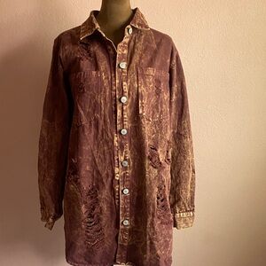 THRILL JEANS Distressed Brown Jean Jacket